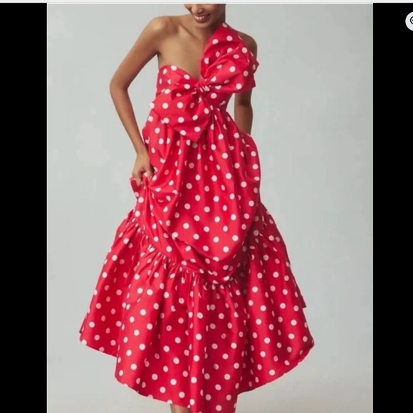 ANTHROPOLOGIE Atsu Sally big Bow RED POLKA dot dress Minnie Mouse Disney 1X - Picture 5 of 9